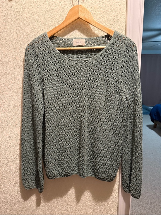 ba&sh Sweaters - BA&SH Cottagecore Open-Weave Crewneck Sweater in Sage